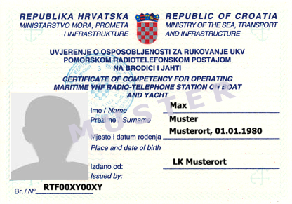 Muster Funkzeugnis Kroatien